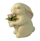 Dept 56 Snowbunnies 2003 Bunny Rabbit Holding Pink Rosebuds Roses Flowers 3"