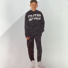 Boy's 2-pc French Terry Hoodie and Jogger Pants Set Black Gray Size 7