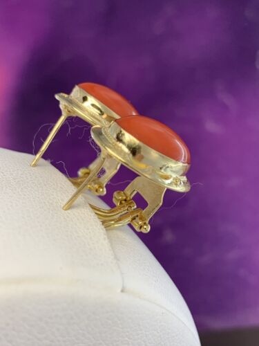 orecchini earrings CORALLO rosso mediterraneo CORAL solid gold ORO 18 KT-750°/ - Imagen 8 de 12
