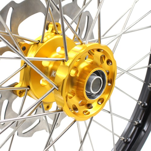KKE 21/19 Dirt Bike Wheels Rims for Suzuki RM125 RM250 2001-2008 CNC Gold Hubs - Picture 10 of 12