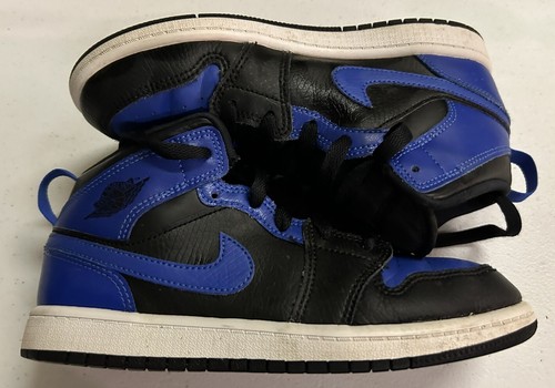 Nike Boys Jordan 1 Mid Hyper Royal Blue Basketball Shoes Sneakers Sz 3Y - Picture 5 of 9