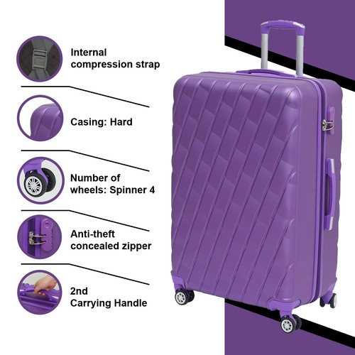 20/24/28" Small Medium Large Suitcase Hard Shell Travel Trolley Hand Luggage ABS - Picture 13 of 91