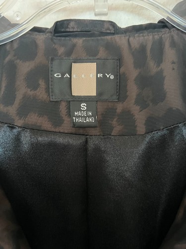 Gallery Reversible Coat Women Size Small Brown Animal Print Long Sleeve Raincoat - Picture 4 of 12