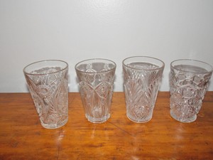 4-EAPG-Pressed-Pattern-Glass-Fan-amp-Diamond-Block-Star-Burst-Tumbler-s