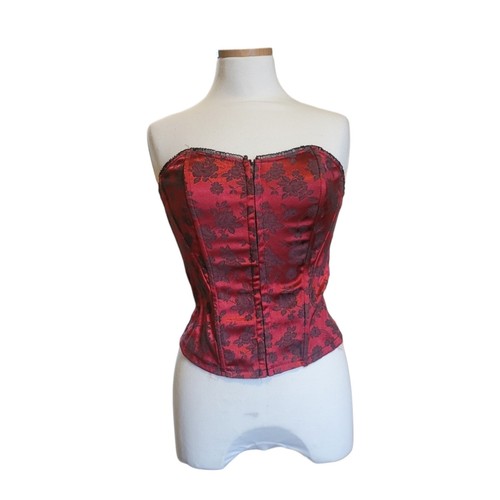 Vintage Forever 21 Floral Red and Black Corset - Picture 1 of 10