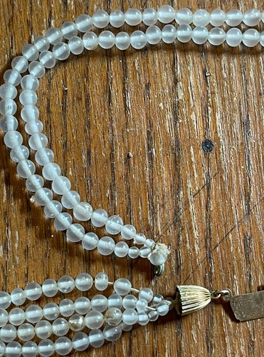 Vintage Hand Strung 6 Strand Clear Beaded Necklace 22” *needs repair - Picture 6 of 7