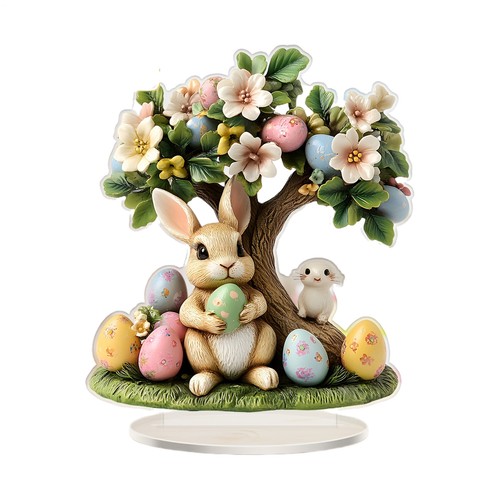 Easter Bunny & Egg Tree 2D Acrylic Decoration Bedroom Tabletop Festive Home - Picture 2 of 12
