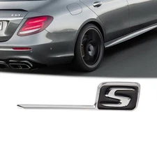 For AMG S Letter Trunk Emblem Black Chrome 3D Badge C63S E63 C43 Decal 2017/2020
