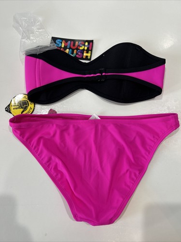 Body Glove Smush Smush Hot Pink Neoprene Bandeau Bikini Swim Bathing Suit S - Picture 5 of 8