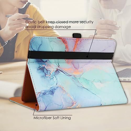 Universal Case for 7inch-8inch Tablet,Multi-Viewing Angels PU Marble Blue - Foto 3 di 6
