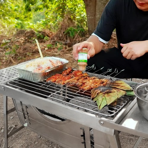 Holzkohlegrill BBQ Barbecue Grill Klappgrill Tragbar Falt Campinggrill Klein - Bild 12 von 21