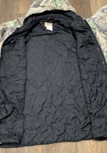 VTG Duxbak Quilted Jacket Button Up Mens XL Hooded Advantage Timber Camo Hunting - Picture 11 of 17