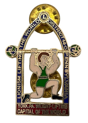 Lionsism International Pin York PA Weightlifting Capital of World Emaille Pin 1,5