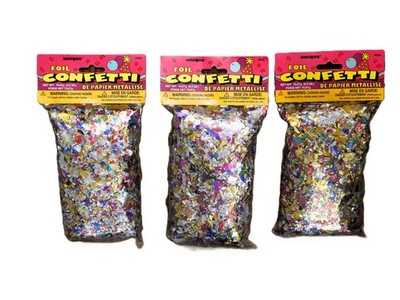 Lot of 3 UNIQUE PARTY FOIL CONFETTI BAGS - FUN! NEW! - Multi-color - 2.5 OZ Each