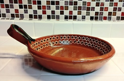 Beautiful Mexican Terracotta Fry Pan de Barro Redware Clay Skillet 10" - Picture 6 of 7
