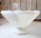 Vintage Colony Indiana Harvest Grape Milk Glass Pedestal Compote Large Bowl