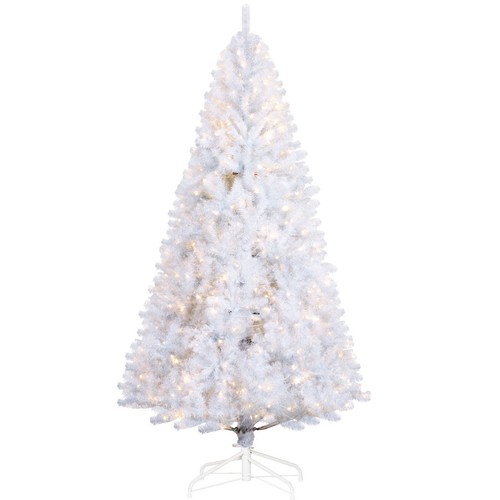 7.5' Prelit Christmas Tree Artificial Xmas Tree Metal Stand White - Picture 4 of 11