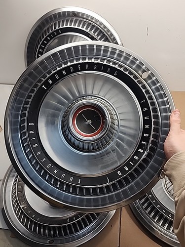 Vintage Set Of 4 1966 Ford Thunderbird Hubcaps Wheel Covers Center Caps Classic - Picture 7 of 10