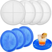 4PCS round Resin Epoxy Mold for Casting, Geometric Coaster Mold, Agate Slice Coa