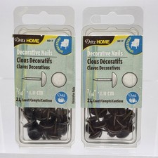 Dritz 9017 Upholstery Decorative Nails 7/16" 24/Pkg-Black Smooth Head Lot Of 2