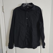 Express Extra Slim 1MX Black Dress Shirt Men's Size Large Stretch Cotton