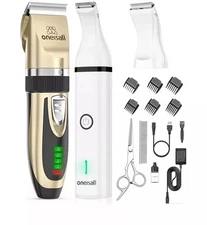 oneisall 2 in 1 Dog Cat Hair Clippers & Paw Trimmer Kit Low Noise Cordless X2+N5