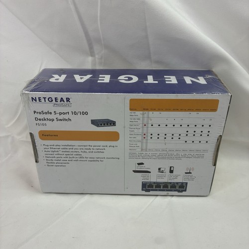 NEW Sealed Netgear ProSafe FS105 5-port 10/100 Desktop Switch Connects 5 Devices - Picture 2 of 4