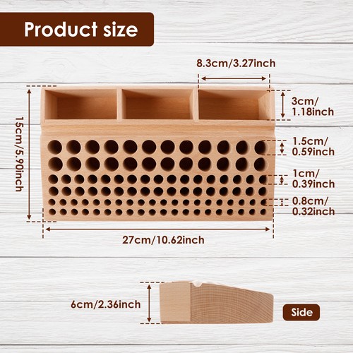 Wood Leather Tool Holder with 3 Slots 98 Holes Leather Craft Tool Holder HukQn - Picture 4 of 11