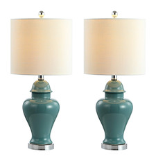 Jonathan Y 22 Jade Green Ceramic Table Lamp Set Of 2 For Bedroom Living Room