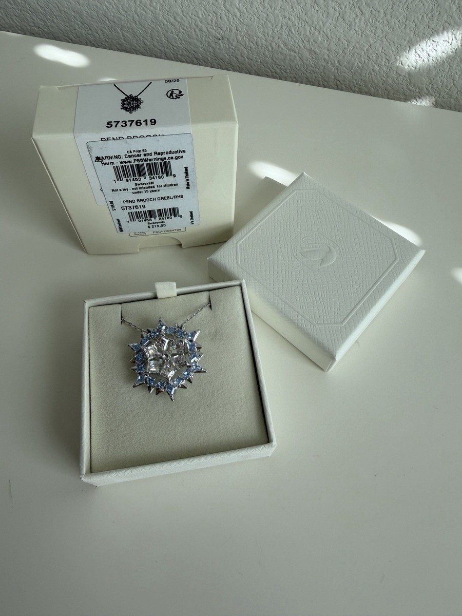 New Swarovski Magic Pendant & Brooch Snowflake, Blue Rhodium