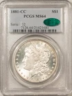 1881-CC $1 MORGAN DOLLAR PCGS MS-64 PREMIUM QUALITY++ CAC APPROVED! CARSON CITY!