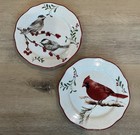 Better Homes & Garden Winter Forest Set Of 2 Salad Cardinal Red Bird Chickadees