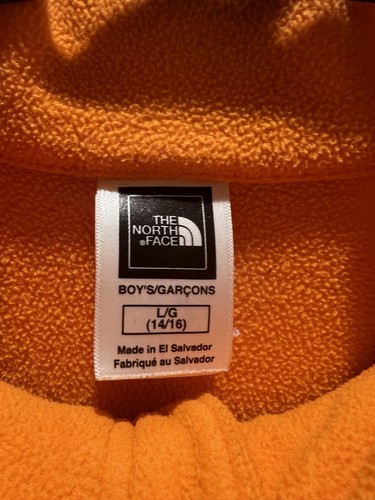 The North Face Boys Orange Fleece Quarter Zip Pullover Jacket L 14-16 - Picture 2 of 3