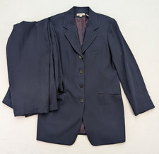 Ann Taylor Women's Suit Size 14 Navy Blue Classic 90s Busines Career Pleated