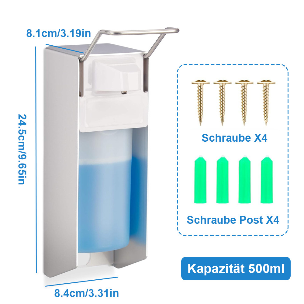 Desinfektionsmittelspender Seifenspender Aluminium Wandmontage Dispenser 500ML
