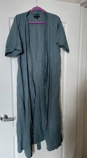 BLACK FICUS womens size small linen robe/kimono, excellent, slim fit, length 50"