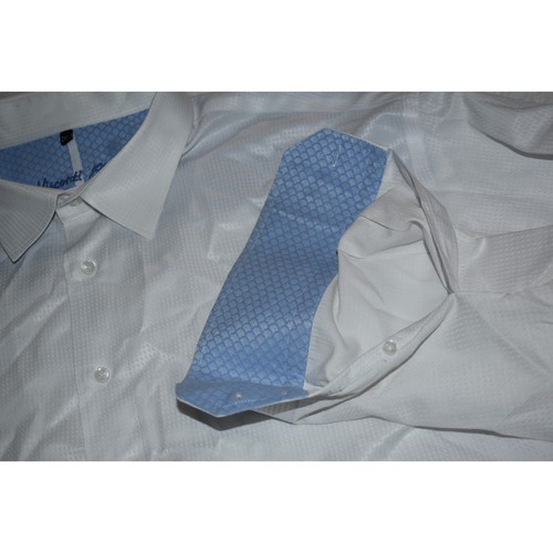 Camisa de Vestir Visconti NEGRA Para Hombre Talla 2XLB GRANDE Blanca Geométrica Algodón Puños Abatibles - Imagen 7 de 9