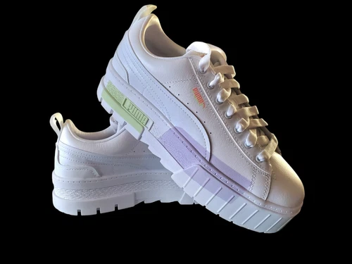 Puma Taglia 9 5 Sneakers Mayze Mis Platform stringate da donna viola verde Nuove