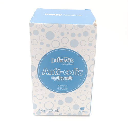 NEW Dr. Brown's Anti-Colic Narrow 4 Oz Baby Bottles (4 Pack) - Level 1 Nipple - Picture 2 of 6