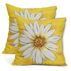 Summer Daisy Floral Pillow Covers 18X18 Inch 18" x 18" (Pack of 2) Yellow Daisy
