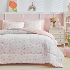 6pcs Bed in a Bag for Girls, Butterflies Pink Design, Twin Size Microfiber Co...