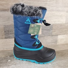 Kamik Snow Gypsy 4 Kids Snow Boots Sz 2 Navy Black Mid-Calf Waterproof Lace Up