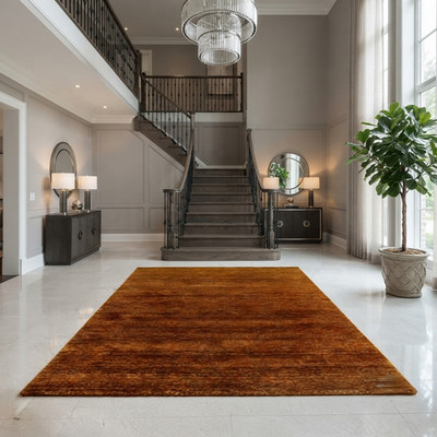 8x10 Hand Tufted Amber Wool Rug Modern Handmade Area Carpet for Living Room