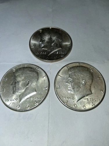 Lot of (3) 1964 Kennedy Half Dollar Uncirculated 90% Silver NICE