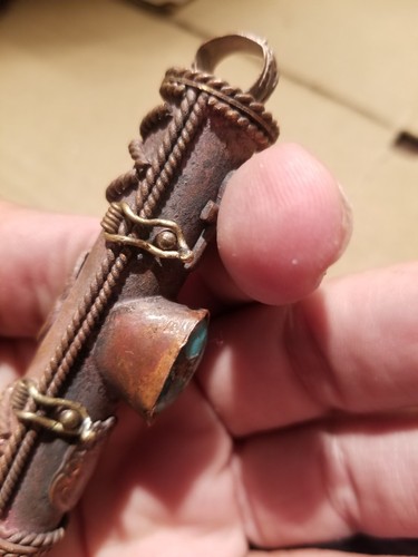 Antique Victorian Poison Locket Pendant Egyptian Scription Turquois Stone 1872 - Picture 6 of 24