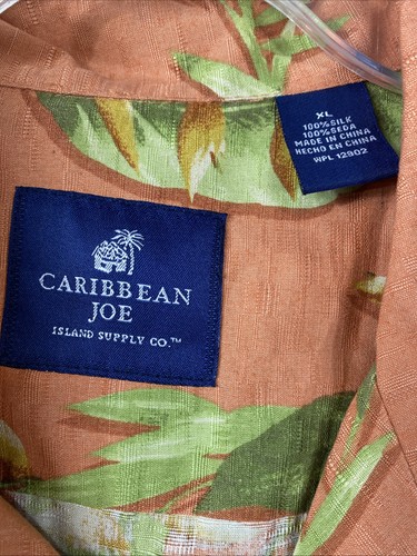 Caribbean Joe Hawaiihemd Blumen XL Pfirsich Kurzarm 100% Seide Extra Large - Bild 3 von 7