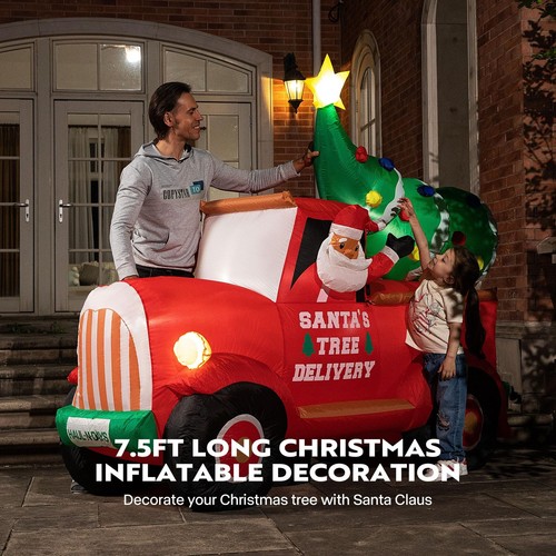 Vivohome 7,5 Fuß lange Weihnachten aufblasbare Outdoor Dekoration, Weihnachtsmann auf LKW mit... - Bild 2 von 7