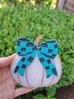 Handmade Pumpkin With Blue/Black Check Bow Freshie - Air Freshener