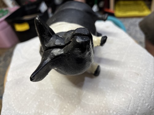 DE COLECCIÓN HIERRO FUNDIDO BLANCO Y NEGRO GRANJA CERDO MONEDA ALCANCÍA FIGURA PESADA TOPE DE PUERTA - Imagen 4 de 6