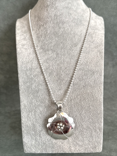 Artie Yellowhorse Desert Rose Flower Pendant Sterling Raindrops 24" Necklace - Picture 17 of 21